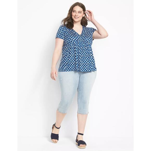 LANE BRYANT Swing Short-Sleeve V-Neck Babydoll Top Sz 22 24 2X - Picture 3 of 7